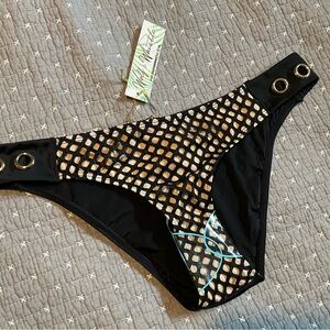 Wolf and whistle Black and Tan Mesh Bikini Bottom